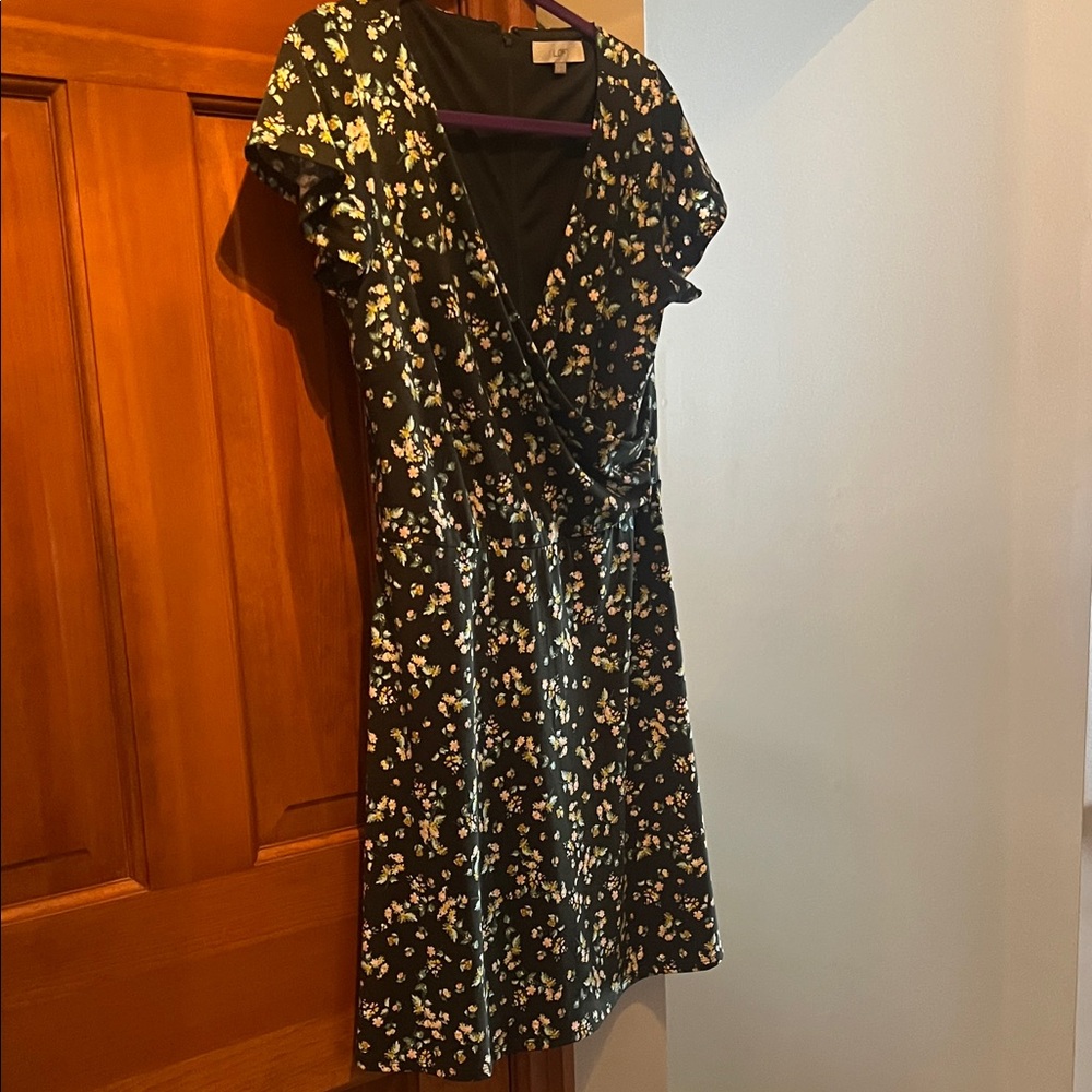 LOFT Hunter Green Floral Mini Dress